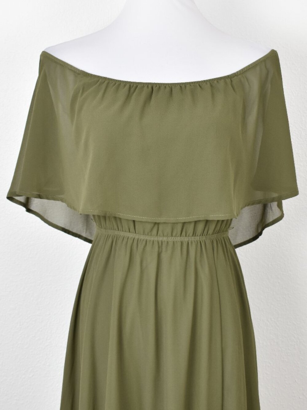Baltic Born Victoria Olive Green Off Shoulder Maxi Dress - M - Picture 7 of 10